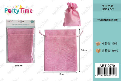 *sacchetti di juta 15*20cm 2pz rosa