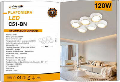 LAMPADARIO DA SOFFITTO/120W/4000K