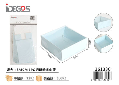 SCATOLINA IN CARTA CELESTE PVC 8*8CM 6PZ