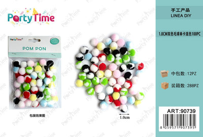 *POM PON BICLORE 1CM 100PZ