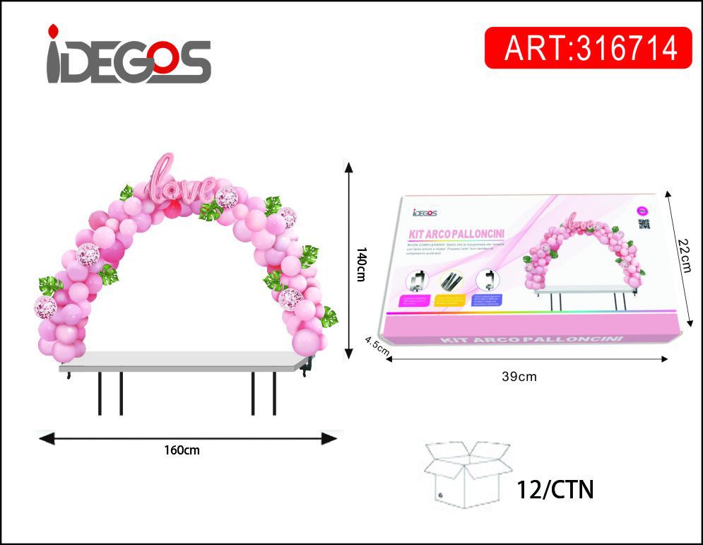 KIT ARCO PALLONCINI LOVE ROSA