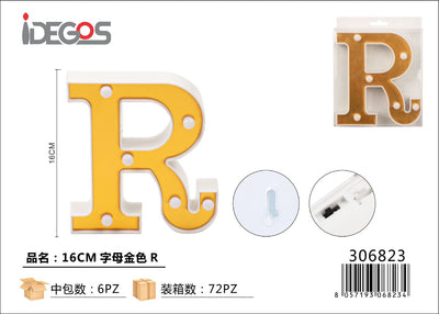 LETTERE CON LUCI LED R 16CM ORO