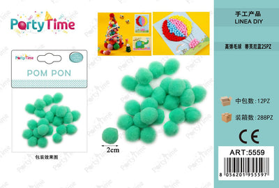 *POM PON 2CM 25PZ TIFFANY BLU