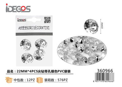 ACC/DECORAZIONE DI STRASS AREGENTO 22MM 4PZ