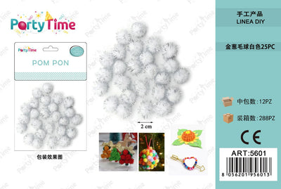 *POM PON 2CM 25PZ BIANCA