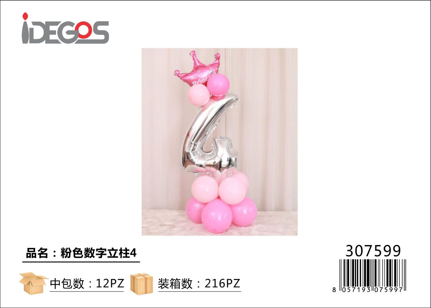 SET DI PALLONCINI CORONA N 4 ROSA