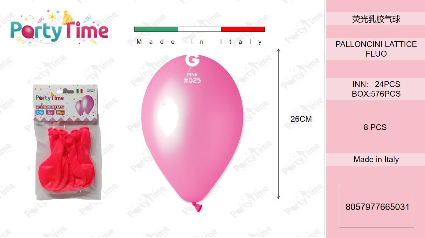 *palloncini gomma fluo 6pz rosa