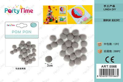 *POM PON 2CM 25PZ GRIGIO CHIARO