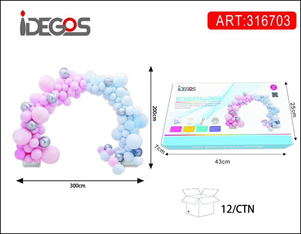 KIT ARCO PALLONCINI BABY SHOWER ROSA CELESTE