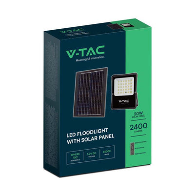 V-TAC Faro LED con Telecomando e Pannello Solare 20W 6400K