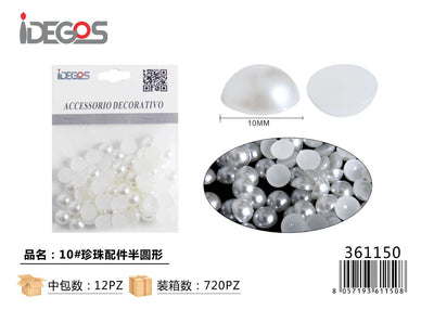 ACC/DECORATIVI A SEMICERCHIO DI PERLE BIANCO 10#