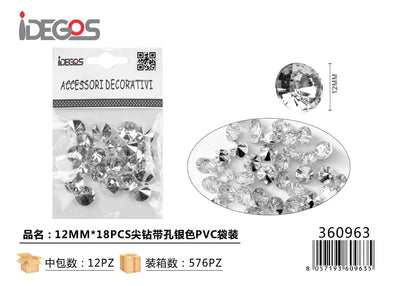 ACC/DECORAZIONE DI STRASS AREGENTO 12MM 18PZ