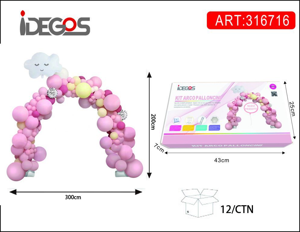 KIT ARCO PALLONCINI ROSA IN PASTELLO