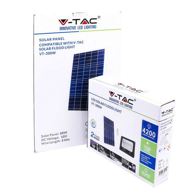 V-TAC Faro LED 300W con Telecomando e Pannello Solare 50W 6000K