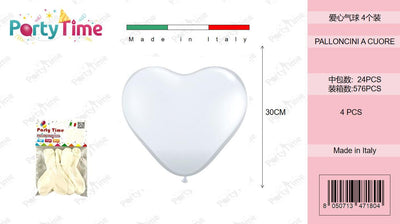 *BUSTINA PALLONCINO PZ4 CUORE BIANCO