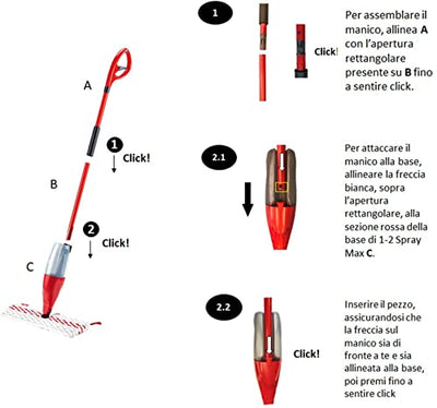 Vileda1.2 Spray Max Sistema Lavapavimenti con erogatore Spray, Con 2 panni in Microfibra riutilizzabili, Senza secchio, Per tutti i pavimenti, Sistema lavapavimenti sostenibile, Vileda love it clean