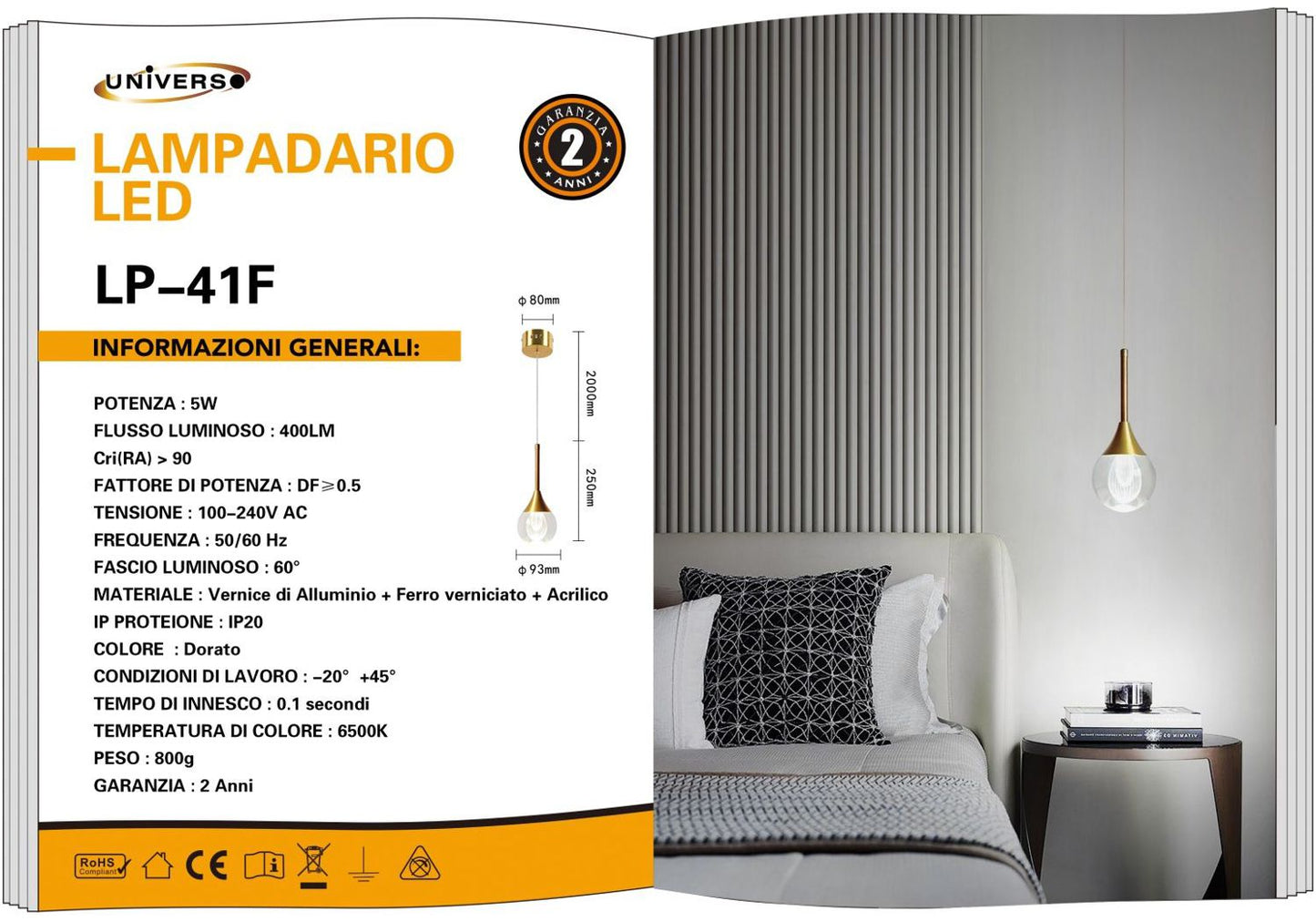 LAMPADARIO DA SOFFITTO/5W/6500K