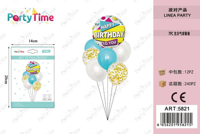 *set di palloncini 'happy birthday to you' azzurro