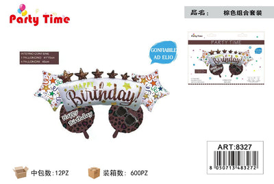 *set palloncino ' happy birthday' marrone