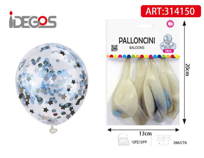 PALLONCINI CORIANDOLI CELESTE ARGENTO 4PZ