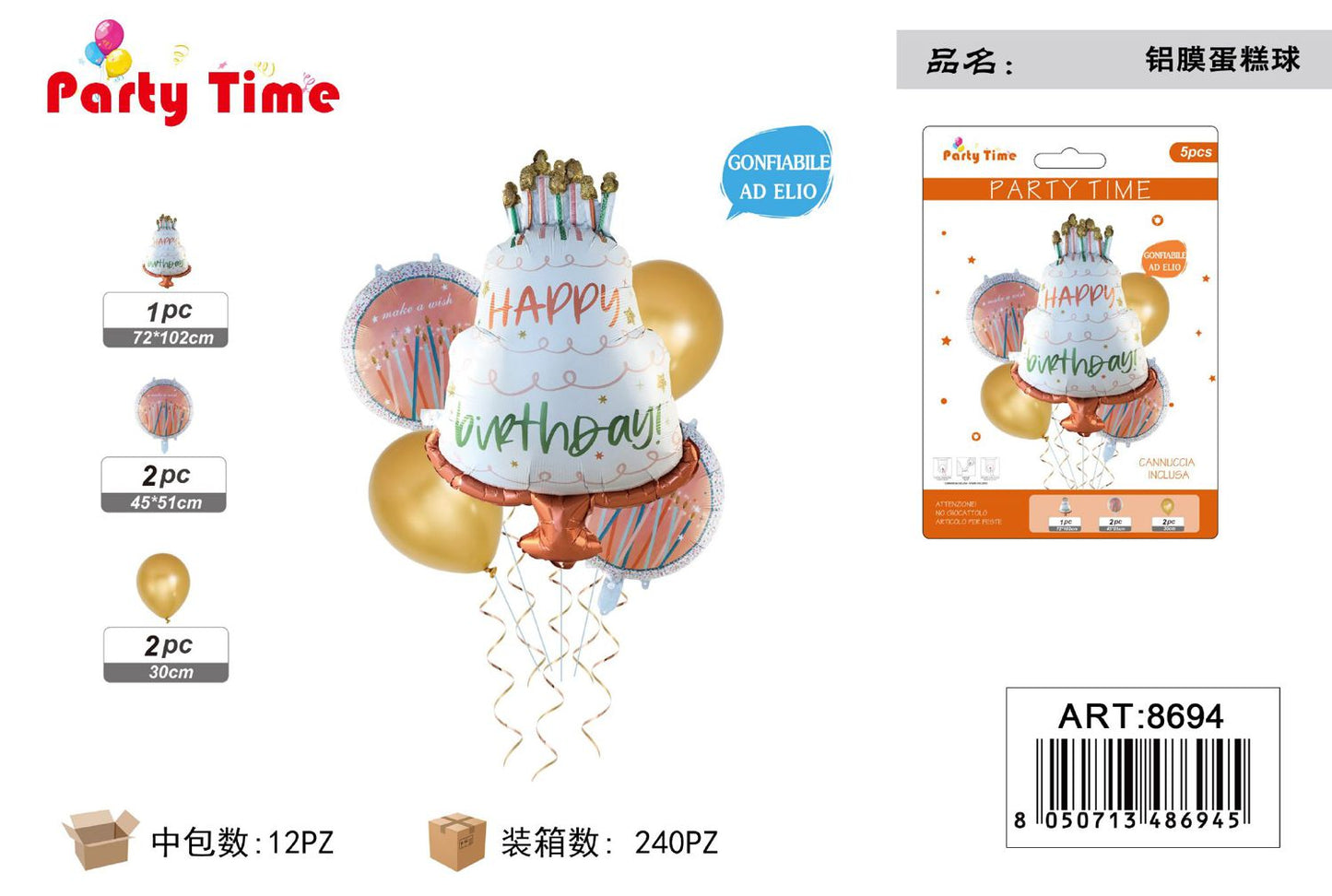 *SET PALLONCINO HAPPY BIRTHDAY 5PCS