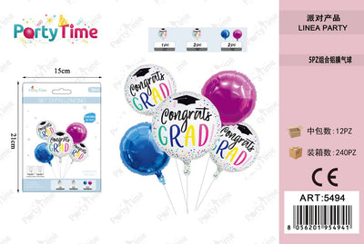 *PALLONCINI MYLAR 'CONGRATS' COLORE MISTO