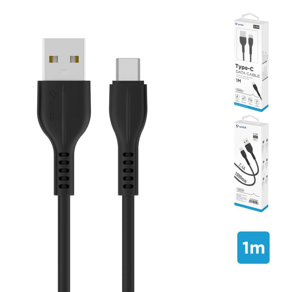 CB9199 Macaron Charging Data Cable TYPE-C 1m OD3.5 ，Black