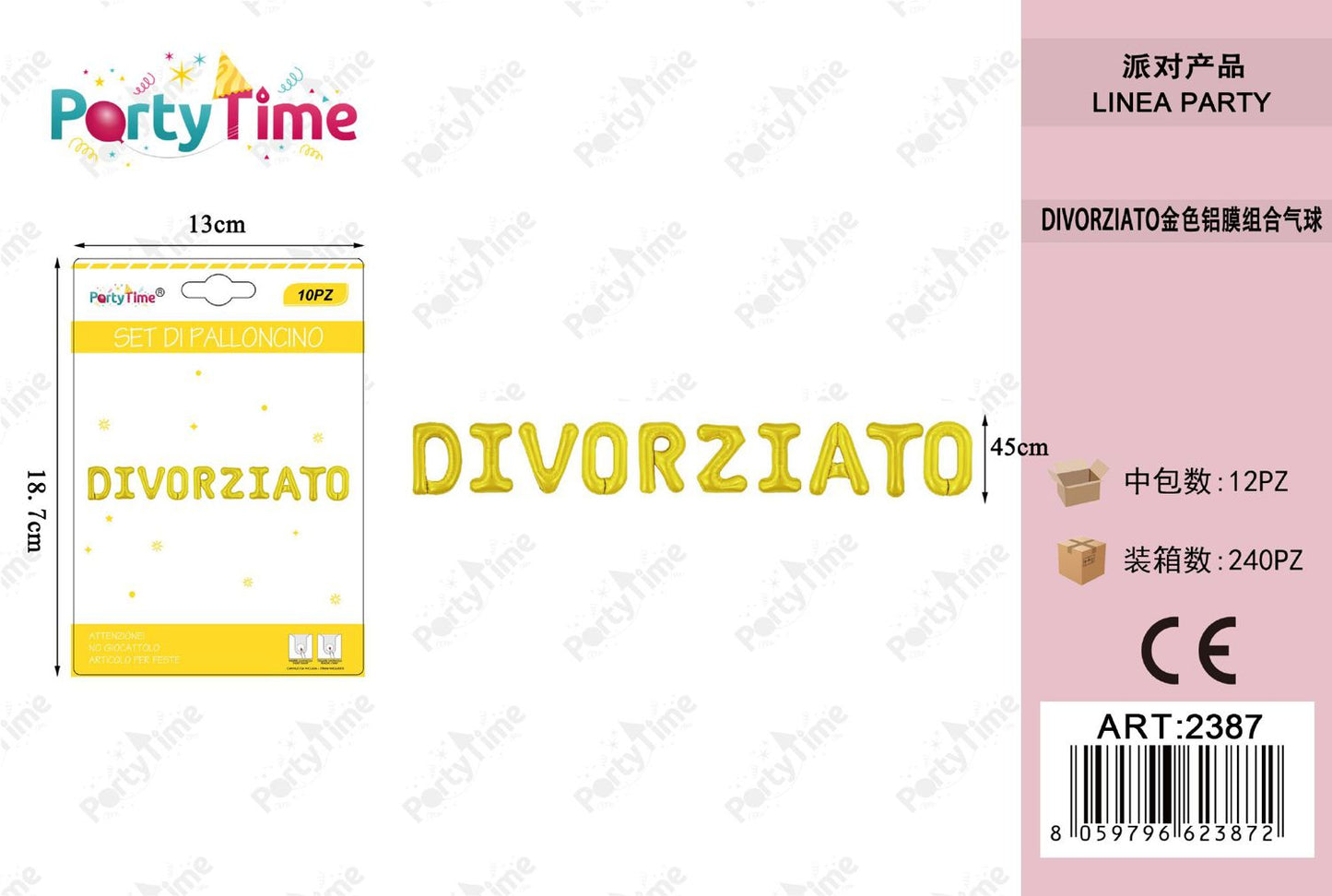 *SET DI PALLONCINO DIVORZIATO ORO