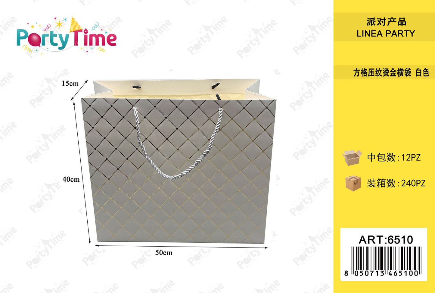 *BUSTA DA REGALO A STRISCIE CON CORNICE ORO BIANCO 50*40*15