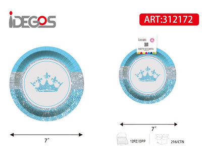 PIATTI DI CARTA ROTONDO 7P CORONA CELESTE