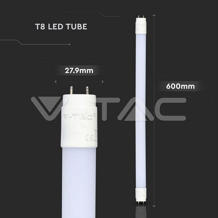 VT-6072 9W T8 LED PLASTIC TUBE NON ROTATABLE 60CM 3000K G13