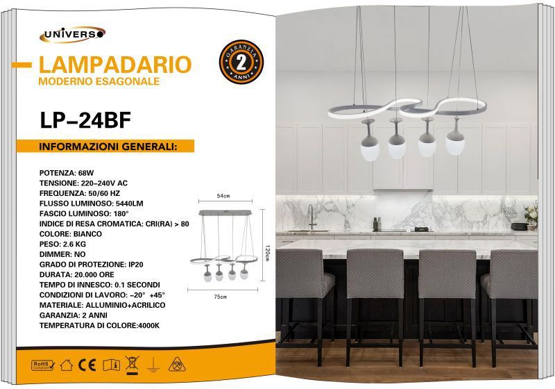 LAMPADARIO DA SOFFITTO /68W/6500K