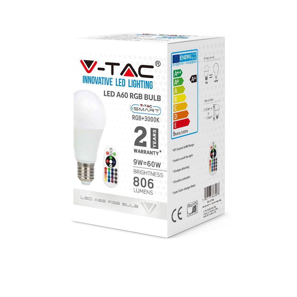 LED Bulb - 9W E27 A60 RA80 RGB + 3000K