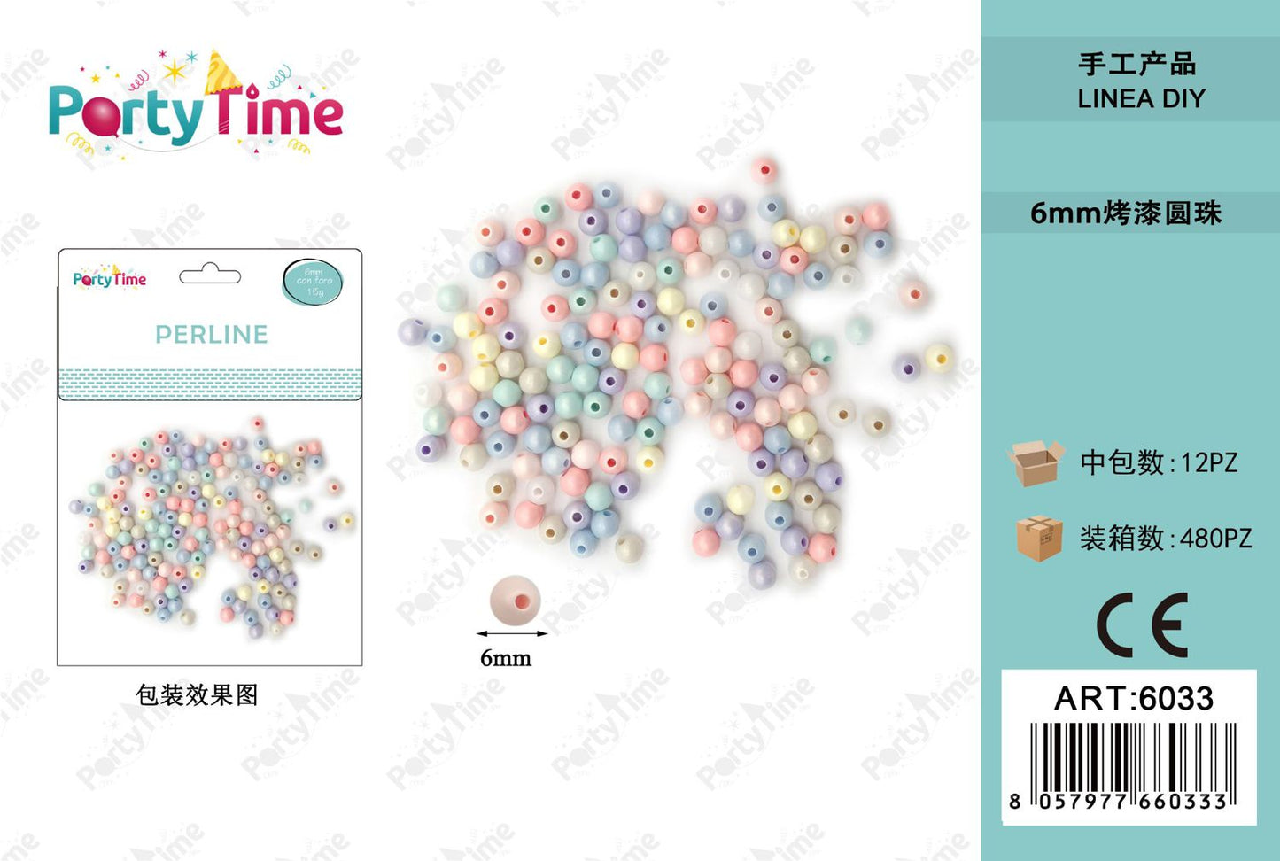 *PERLINE 6mm COLORE MISTO