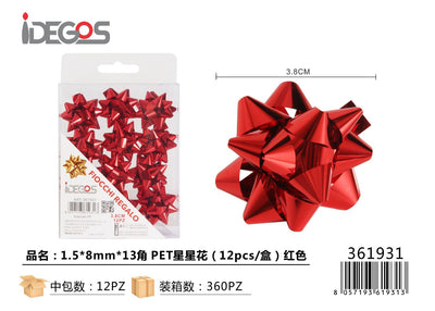 FIOCCO DA REGALO STELLE PET 1.5*8MM*13 12PZ