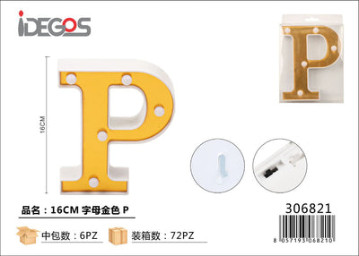 LETTERE CON LUCI LED P 16CM ORO