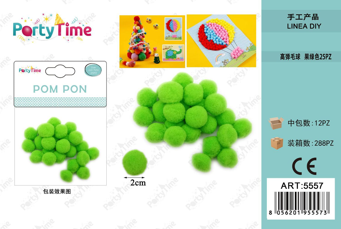 *POM PON 2CM 25PZ VERDE