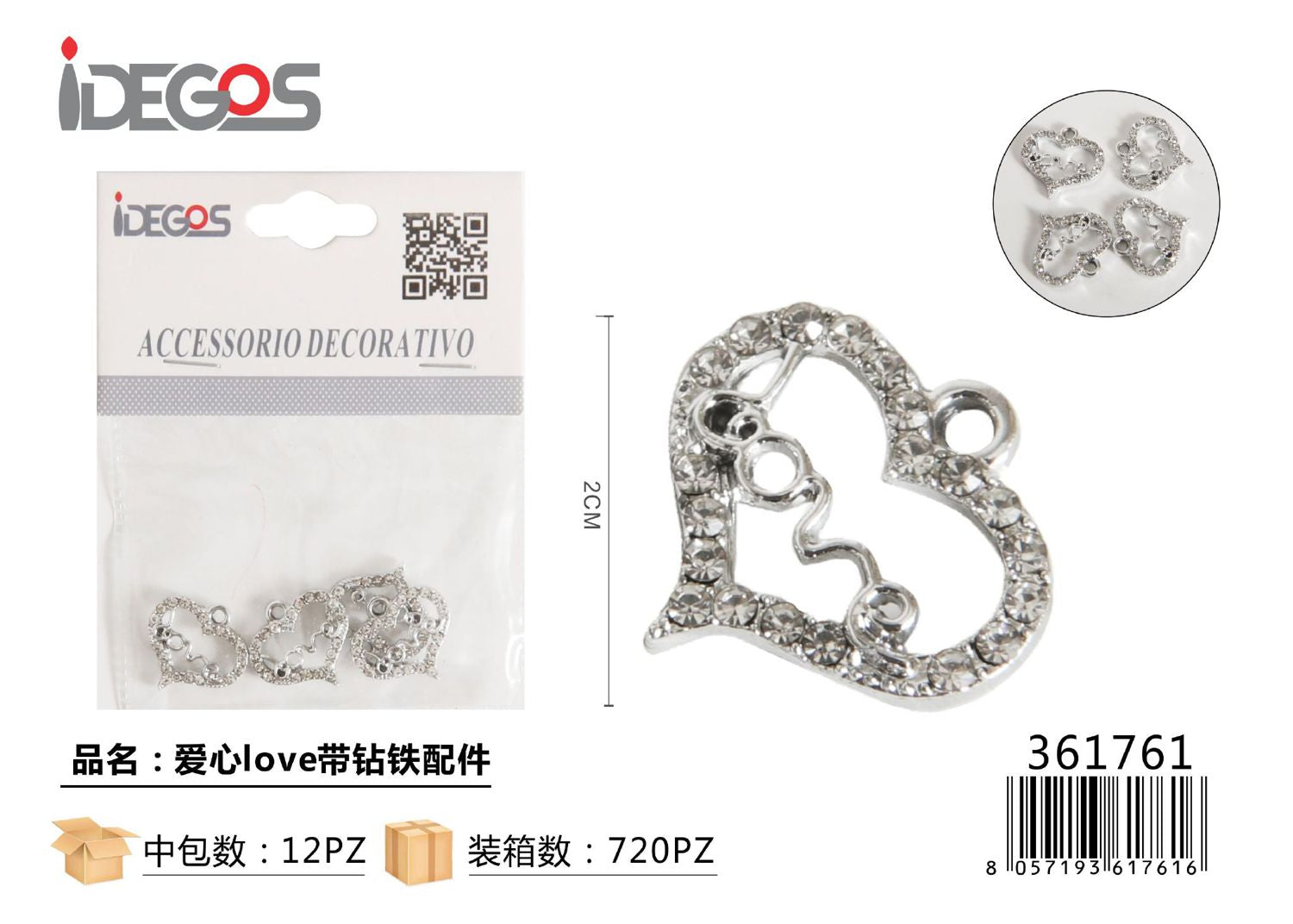 ACC/DECORATIVI CUORE LOVE CON STRASS