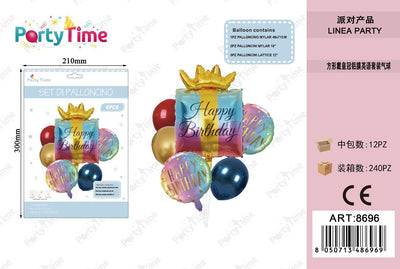 *SET DI PALLONCINI 'HAPPY BIRHDAY' COLORE MISTO