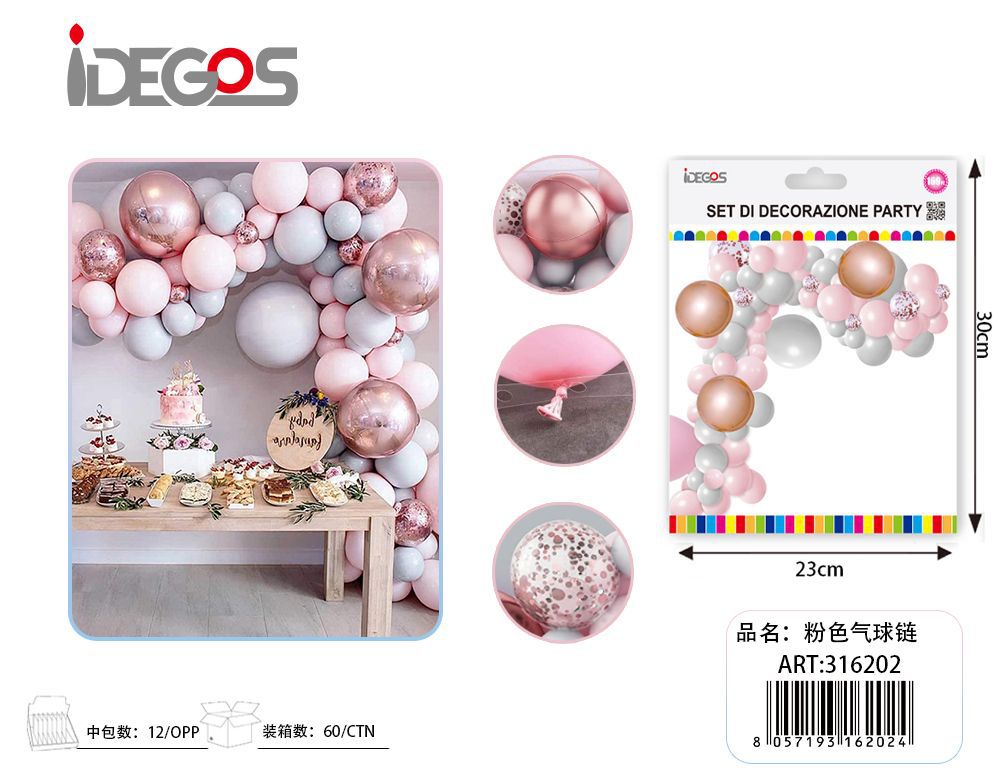 KIT ARCO DI PALLONCINI ROSA