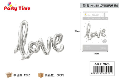 *palloncini mylar love 40" argento