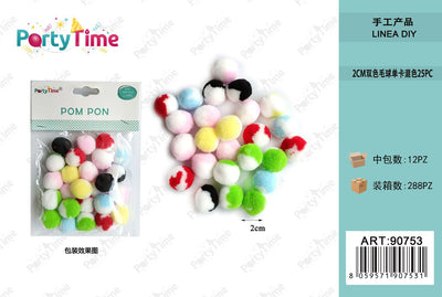 *POM PON BICLORE 2CM 25PZ