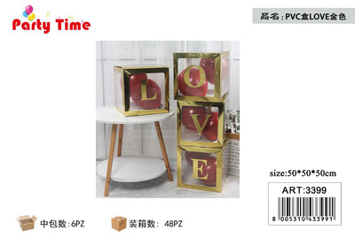 *SCATOLA PVC 50*50*50 LOVE ORO ARGENTO