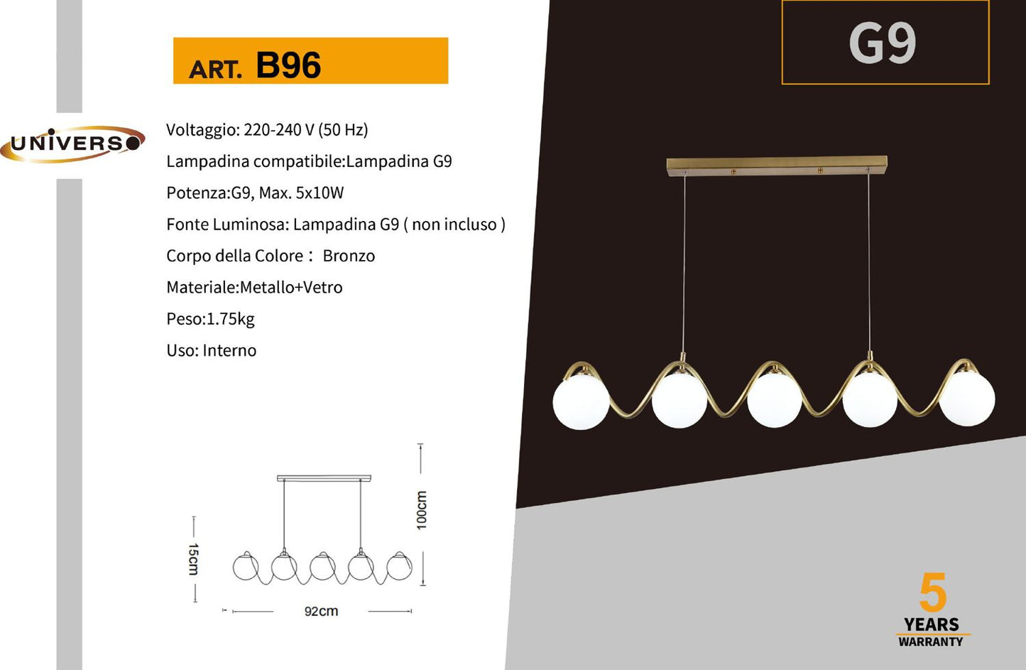 LAMPADARIO DA SOFFITTO/5XG9