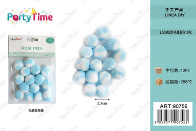 *POM PON BICLORE 2.5CM 15PZ