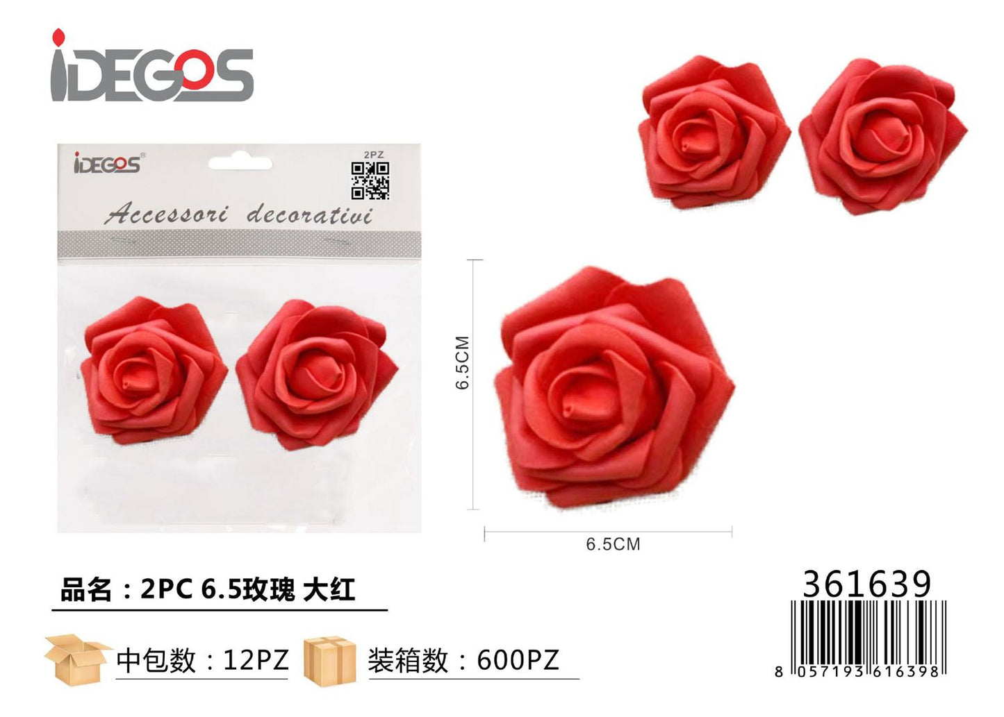 FIORI ROSE ROSSO 2PZ