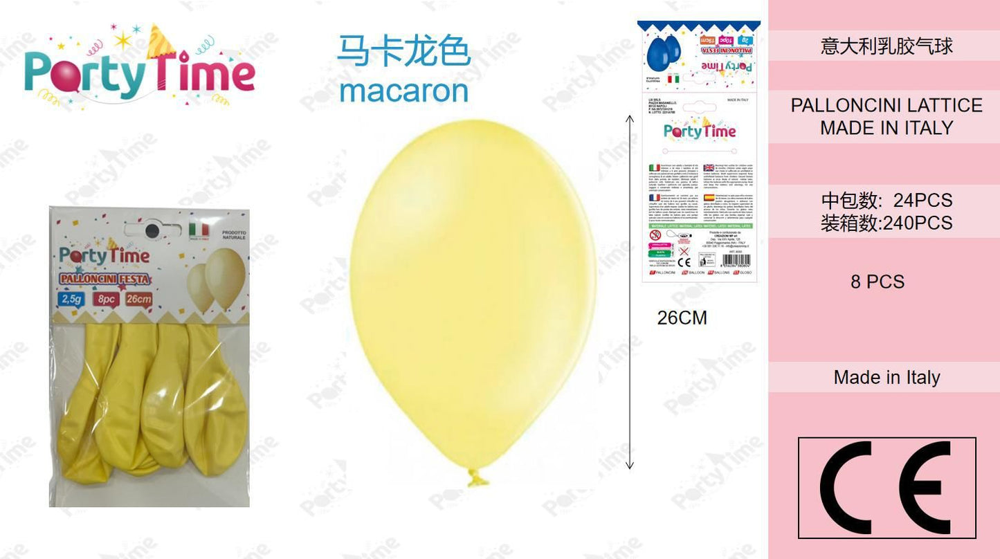 *BUSTA PALLONCINI GOMMA G90 CLASSICO MACARON GIALLO 8 PZ