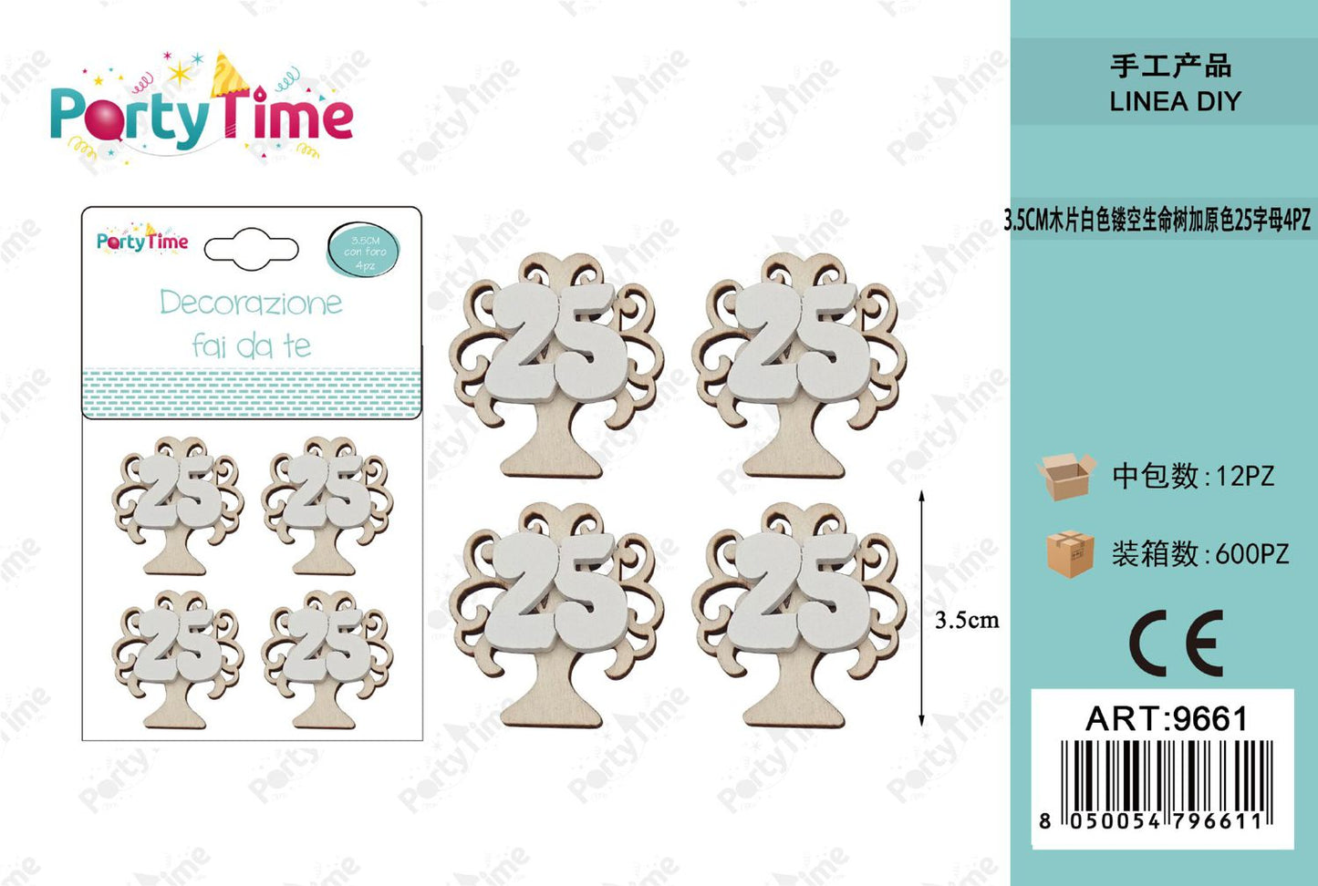 *3.5CM DECORAZIONE ALBERO 4PZ 25 BIANCA