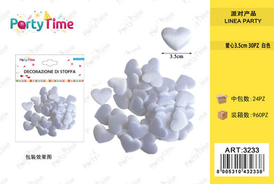 *PETALI DI ROSA A FORMA CUORE 3.5CM 30PZ BIANCO