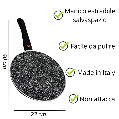 NAMAI- Padella Per Pancake Antiaderente - per Uova- Manico Removibile- Alluminio Pressofuso - 23 cm Diametro